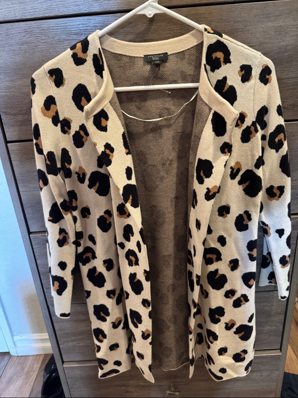 ANN TAYLOR factory Leopard Print Open Cardigan - Tan, Black & Brown